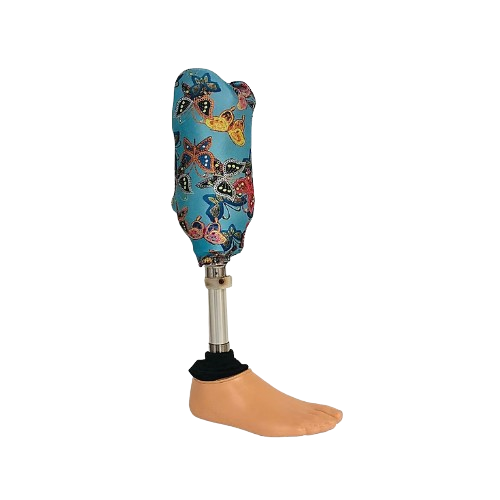 Pediatric prosthetic leg with colorful design